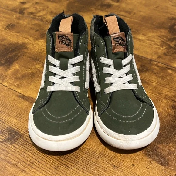 VANS Toddlers Sk8-Hi Zip Mte-1 Sneakers Cold Weather Green White Unisex Pull On - Picture 3 of 11